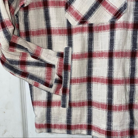 NEW Zara Cream Red Black Plaid Overshirt Shacket Jacket NWT - Picture 7 of 14